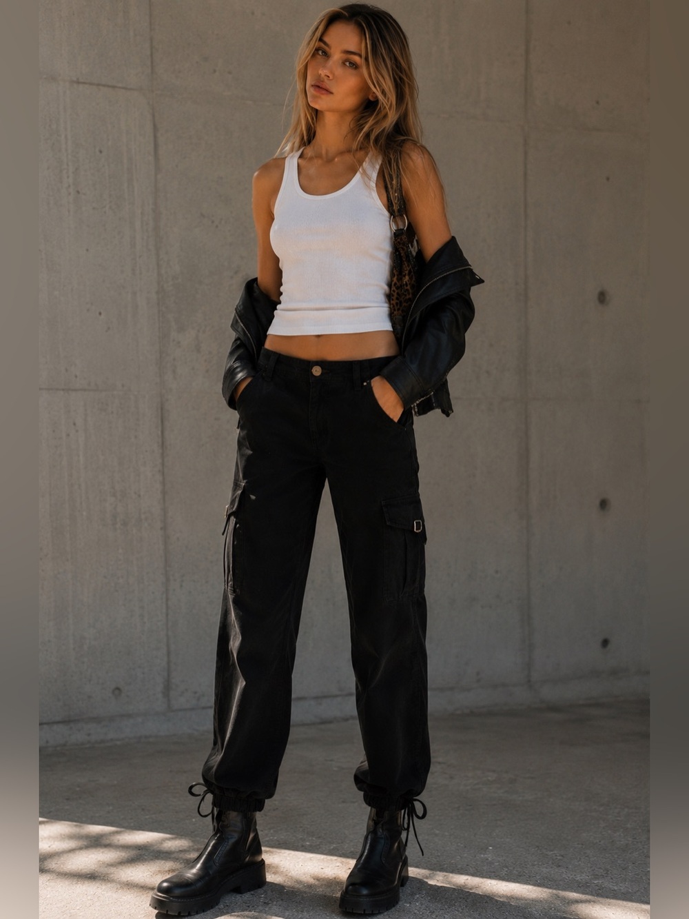 Danier Genuine Suede Leather Cargo Pants Black Low Rise Utility Y2K Women’s 8